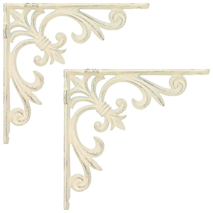 Wall Shelf Brackets 2 pcs Antique White 10 x 10 x 2.8 cm Steel
