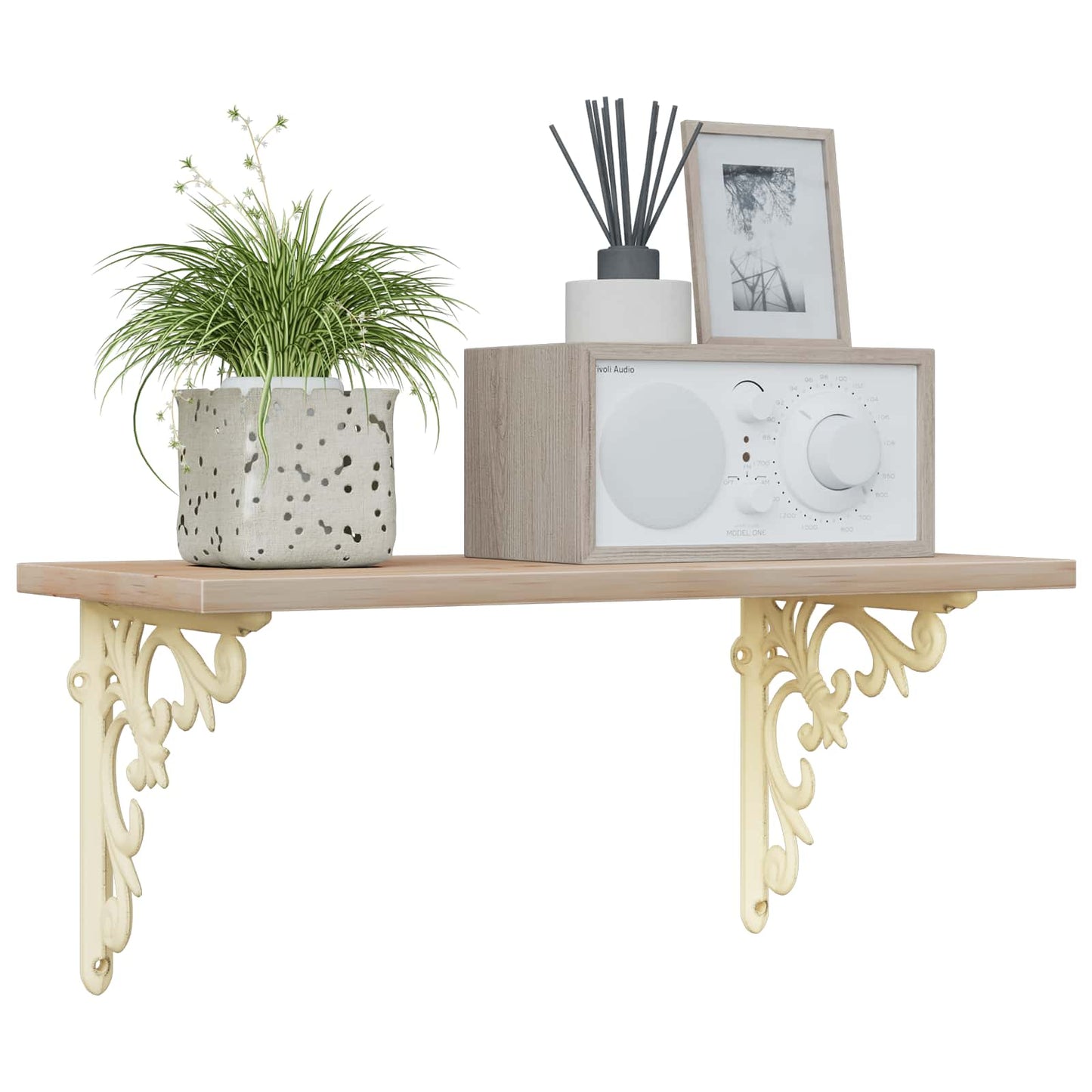 Wall Shelf Brackets 2 pcs Antique White 10 x 10 x 2.8 cm Steel