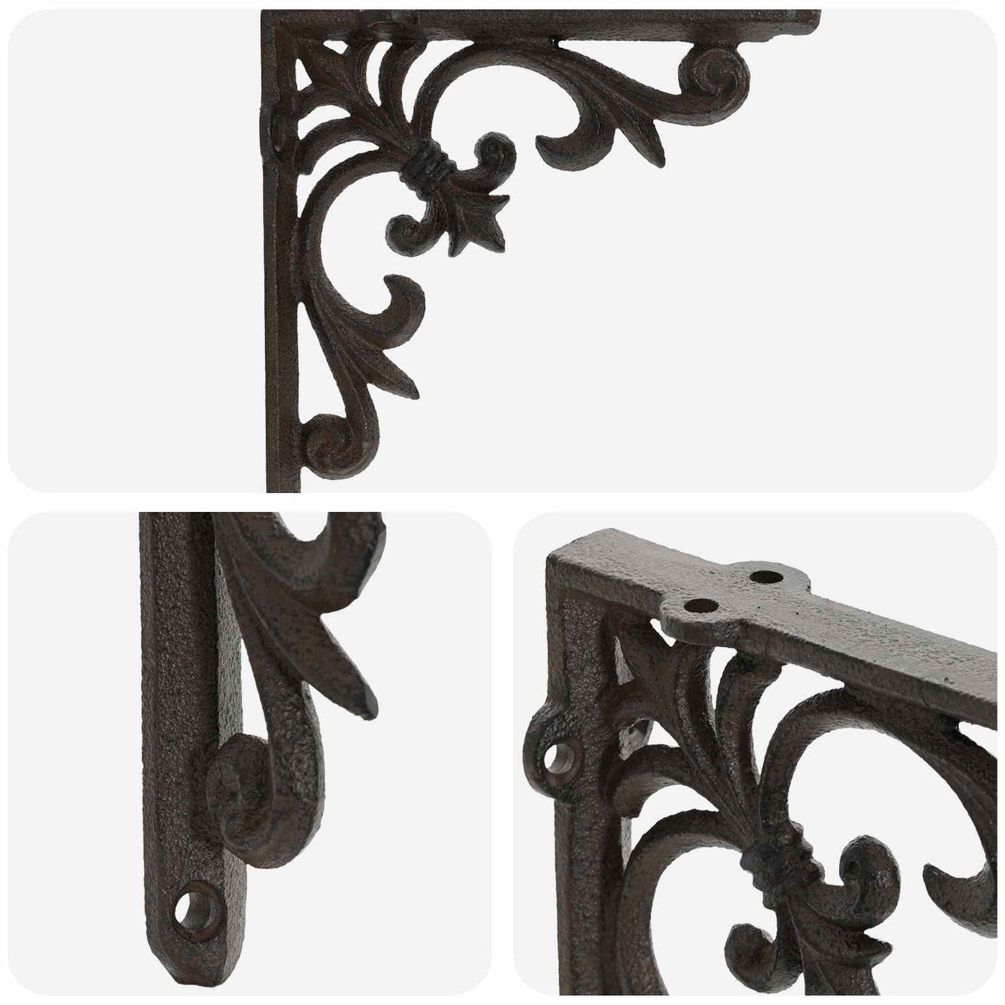 Wall Shelf Brackets 2 pcs Antique Brown 10 x 10 x 2.8 cm Steel