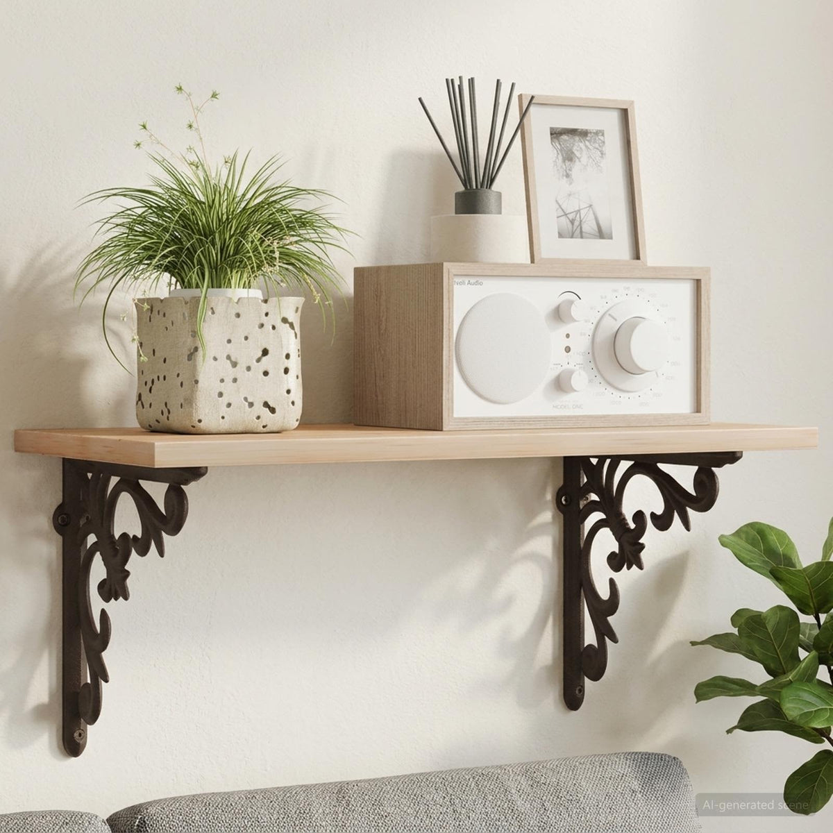 Wall Shelf Brackets 2 pcs Antique Brown 10 x 10 x 2.8 cm Steel