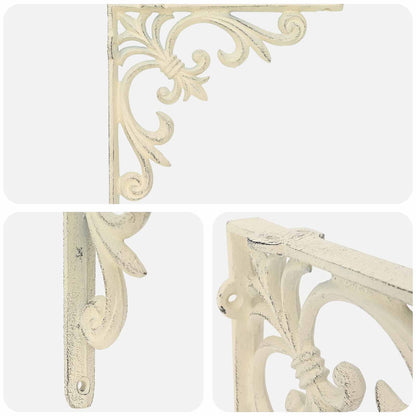 Wall Shelf Brackets 12 pcs Antique White 10 x 10 x 2.8 cm Steel