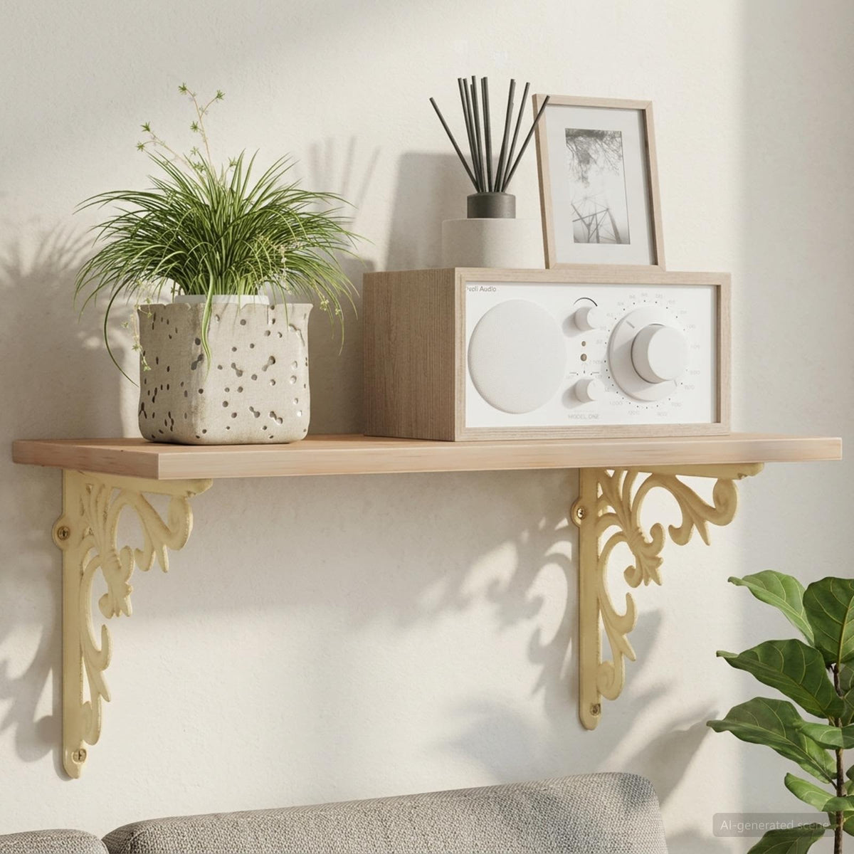Wall Shelf Brackets 12 pcs Antique White 10 x 10 x 2.8 cm Steel