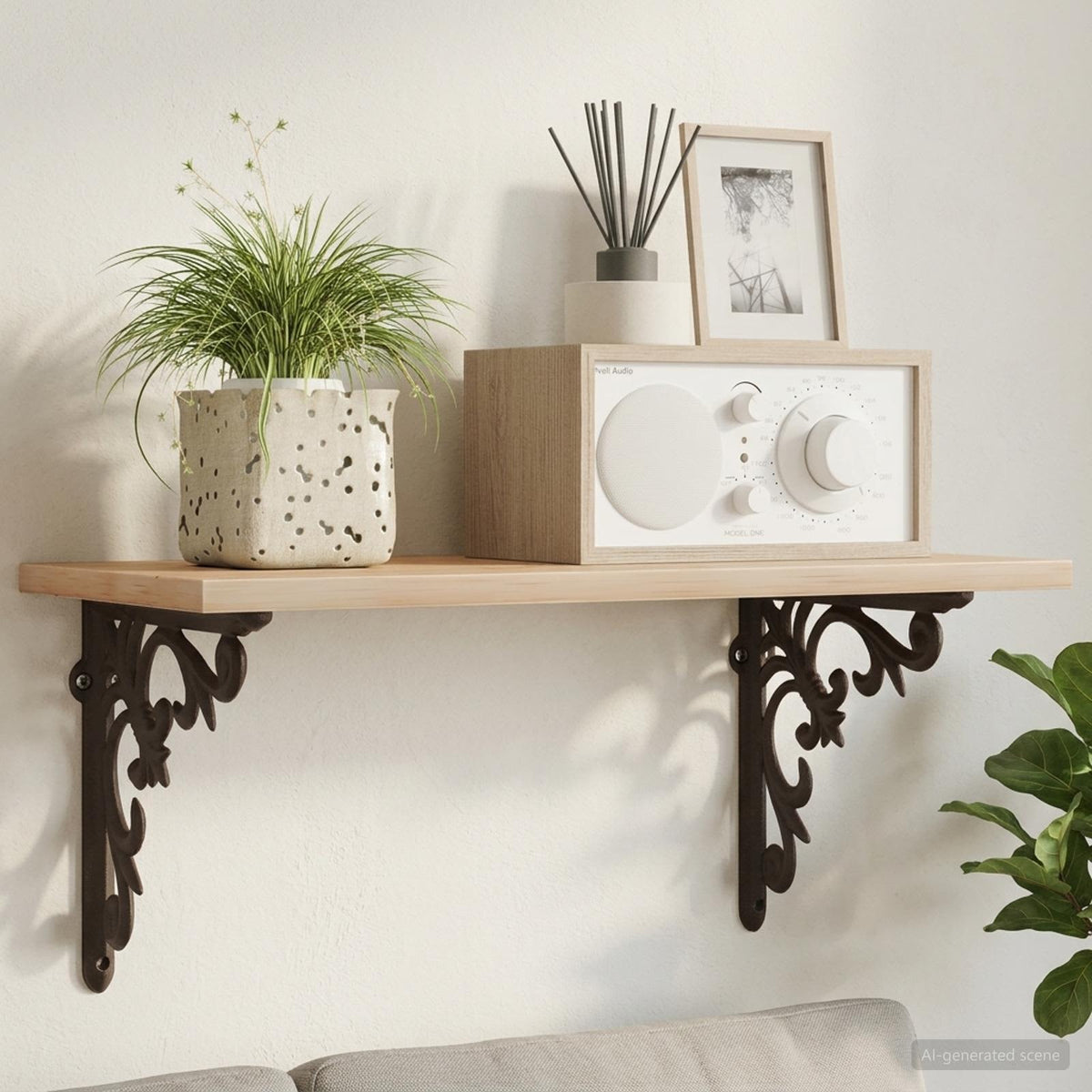 Wall Shelf Brackets 12 pcs Antique Brown 10 x 10 x 2.8 cm Steel