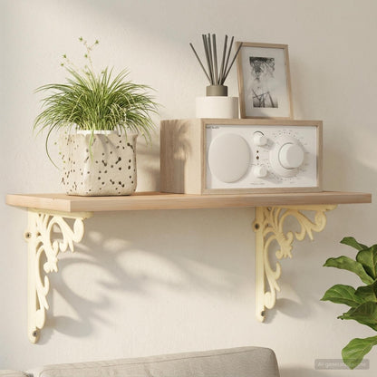 Wall Shelf Brackets 2 pcs Antique White 14.5 x 14.5 x 3 cm