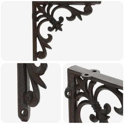 Wall Shelf Brackets 2 pcs Antique Brown 14.5 x 14.5 x 3 cm