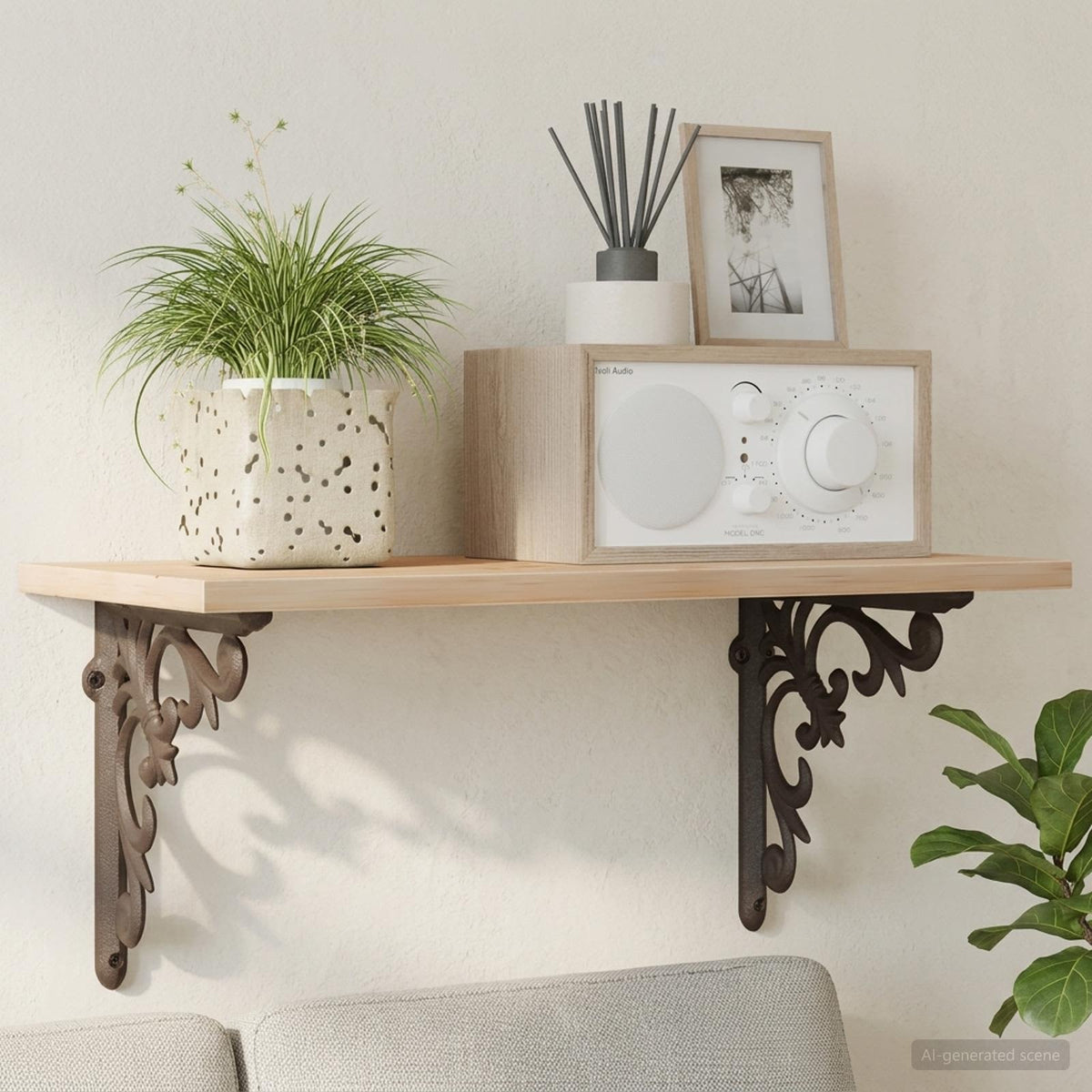 Wall Shelf Brackets 2 pcs Antique Brown 14.5 x 14.5 x 3 cm