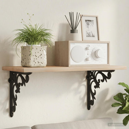 Wall Shelf Brackets 2 pcs Black 14.5 x 14.5 x 3 cm Steel