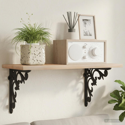 Wall Shelf Brackets 2 pcs Black 14.5 x 14.5 x 3 cm Steel