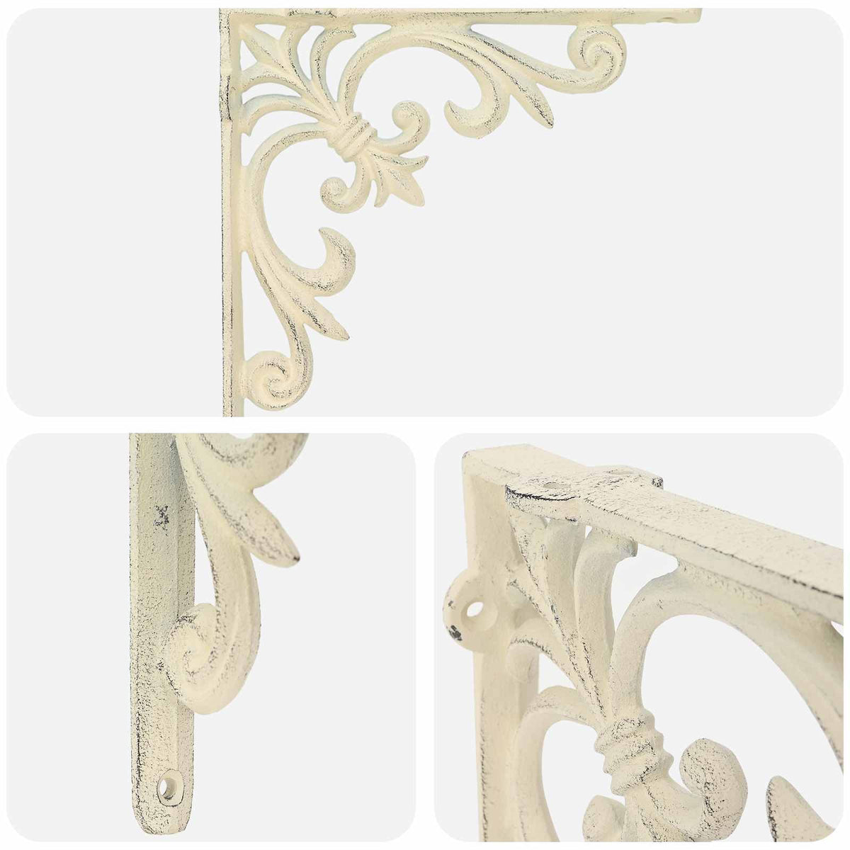 Wall Shelf Brackets 12 pcs Antique White 14.5 x 14.5 x 3 cm