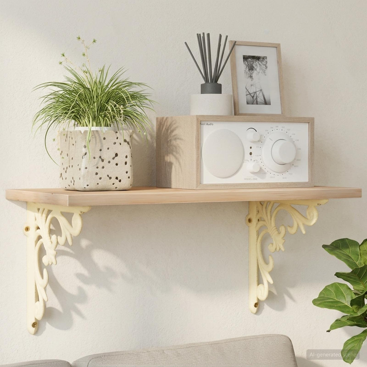 Wall Shelf Brackets 12 pcs Antique White 14.5 x 14.5 x 3 cm