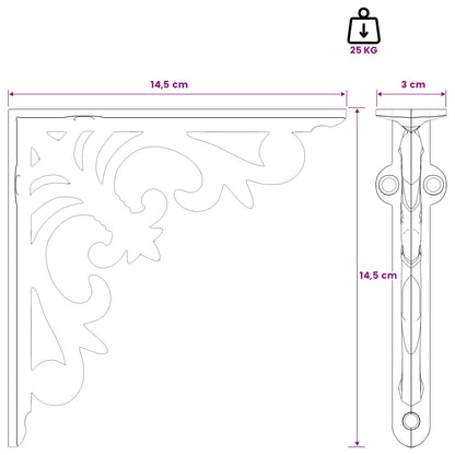 Wall Shelf Brackets 12 pcs Antique White 14.5 x 14.5 x 3 cm