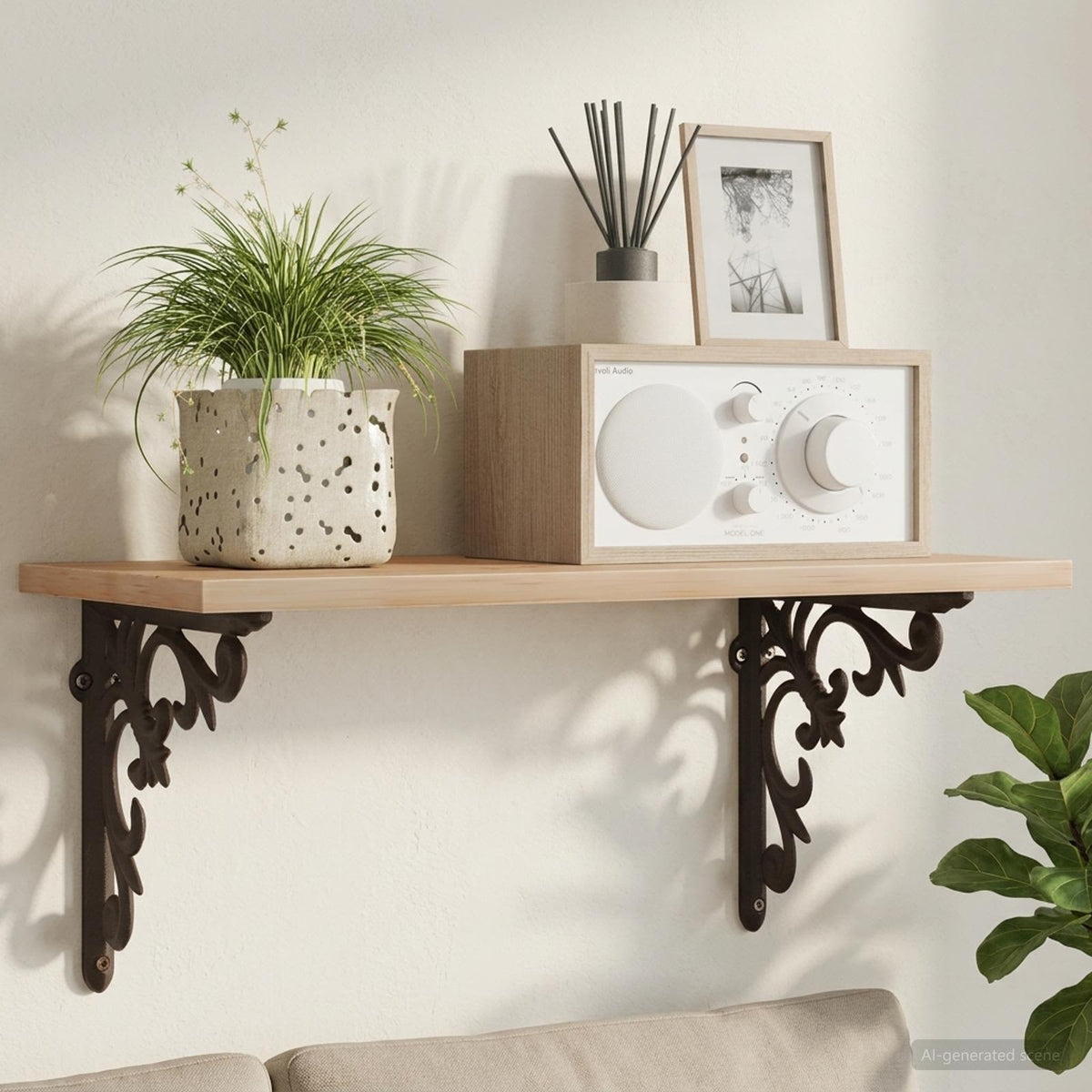 Wall Shelf Brackets 12 pcs Antique Brown 14.5 x 14.5 x 3 cm
