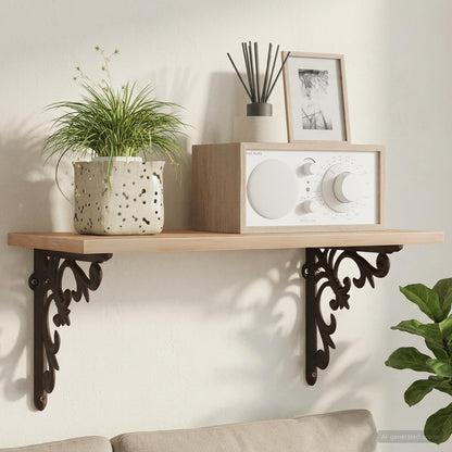 Wall Shelf Brackets 12 pcs Antique Brown 14.5 x 14.5 x 3 cm
