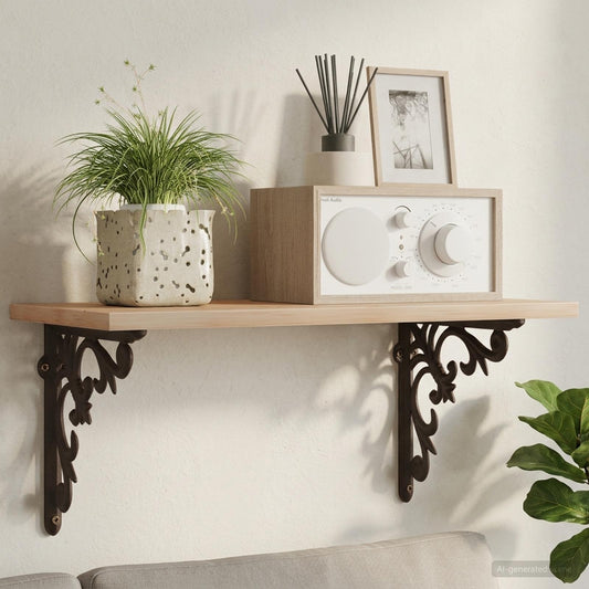 Wall Shelf Brackets 2 pcs Antique Brown 21.5 x 21.5 x 3.5 cm