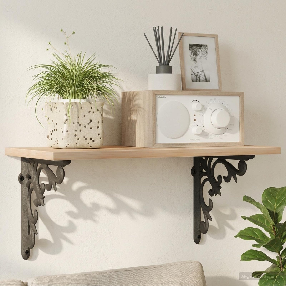Wall Shelf Brackets 2 pcs Black 21.5 x 21.5 x 3.5 cm Steel
