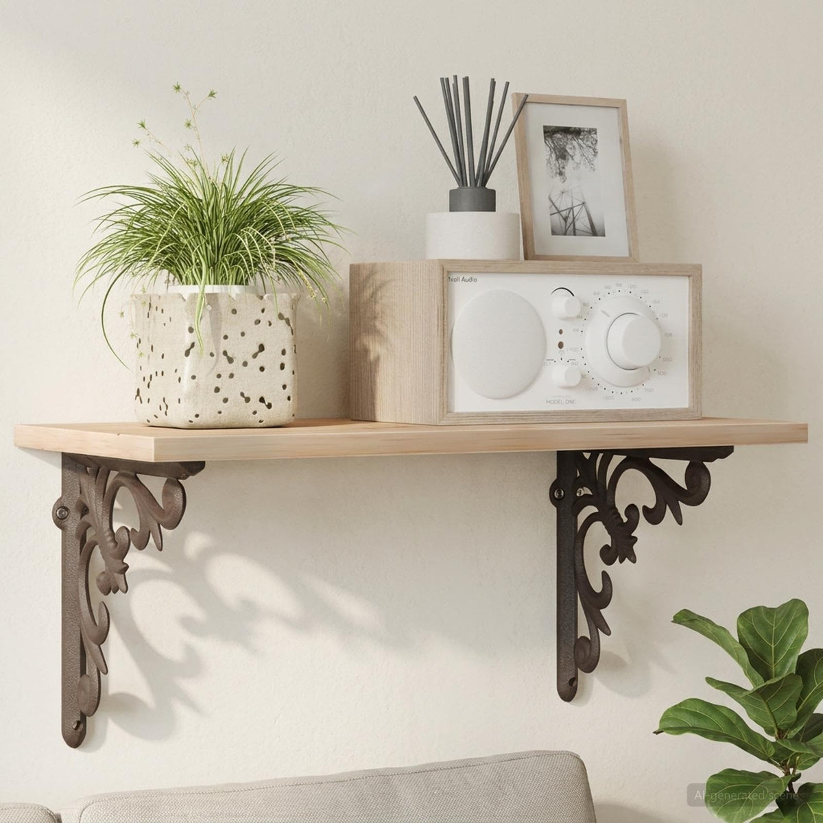 Wall Shelf Brackets 12 pcs Antique Brown 21.5 x 21.5 x 3.5 cm