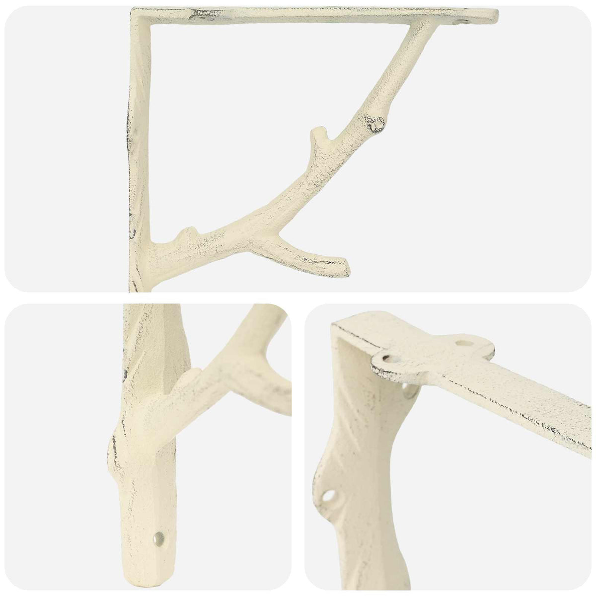 Wall Shelf Brackets 12 pcs Antique White 10 x 10 x 3 cm Steel