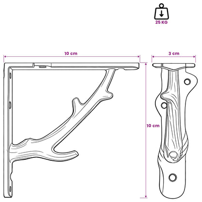 Wall Shelf Brackets 12 pcs Black 10 x 10 x 3 cm Steel