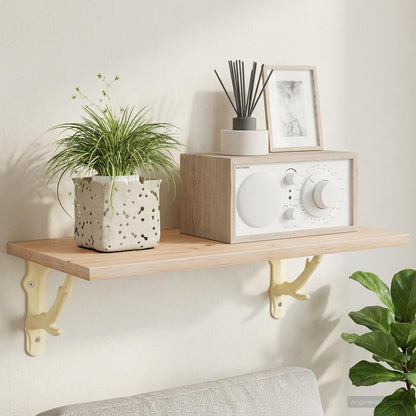 Wall Shelf Brackets 2 pcs Antique White 14 x 14 x 4 cm Steel