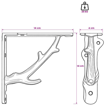 Wall Shelf Brackets 12 pcs Antique Brown 14 x 14 x 4 cm Steel