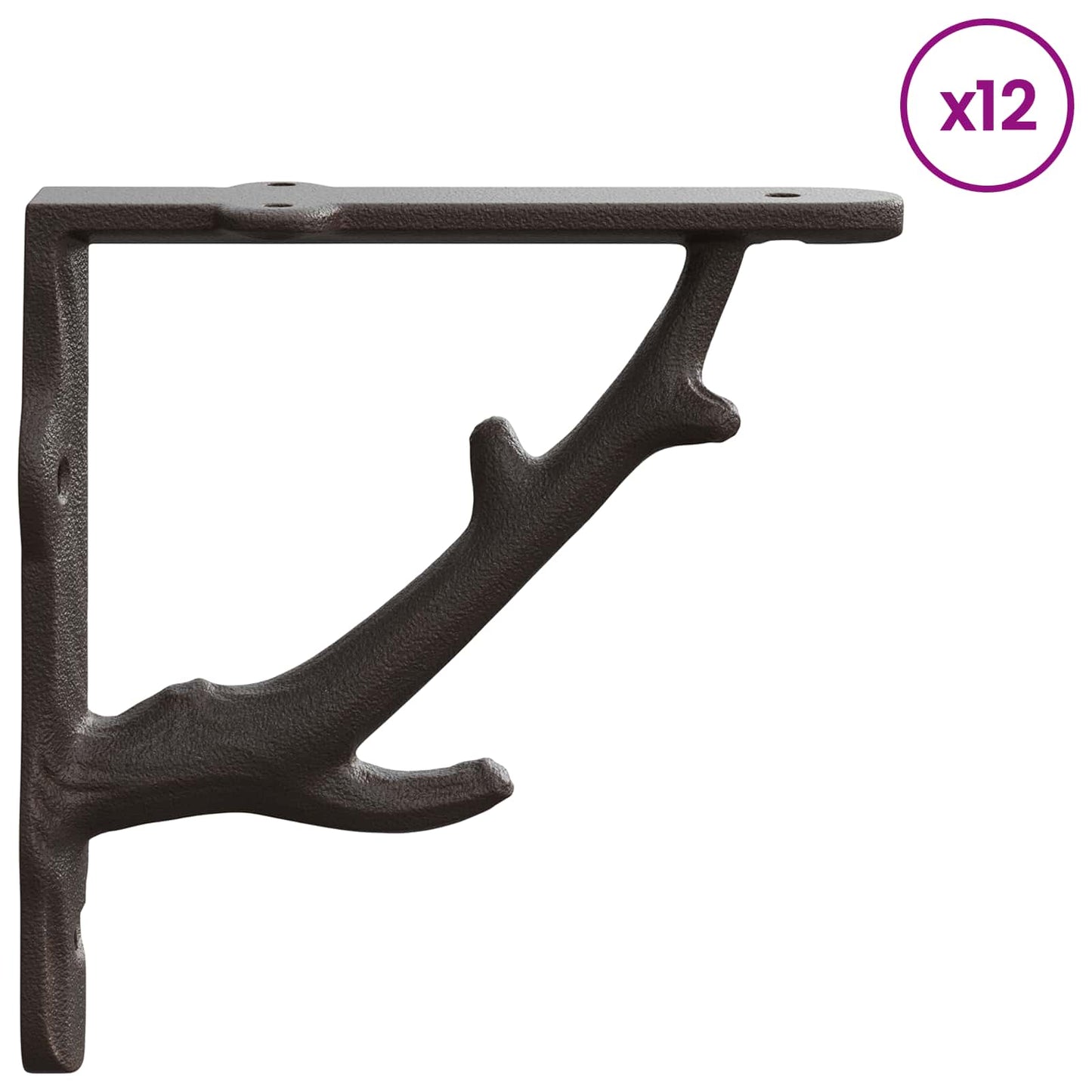 Wall Shelf Brackets 12 pcs Antique Brown 14 x 14 x 4 cm Steel