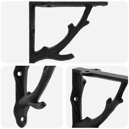 Wall Shelf Brackets 12 pcs Black 14 x 14 x 4 cm Steel