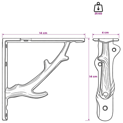 Wall Shelf Brackets 12 pcs Black 14 x 14 x 4 cm Steel