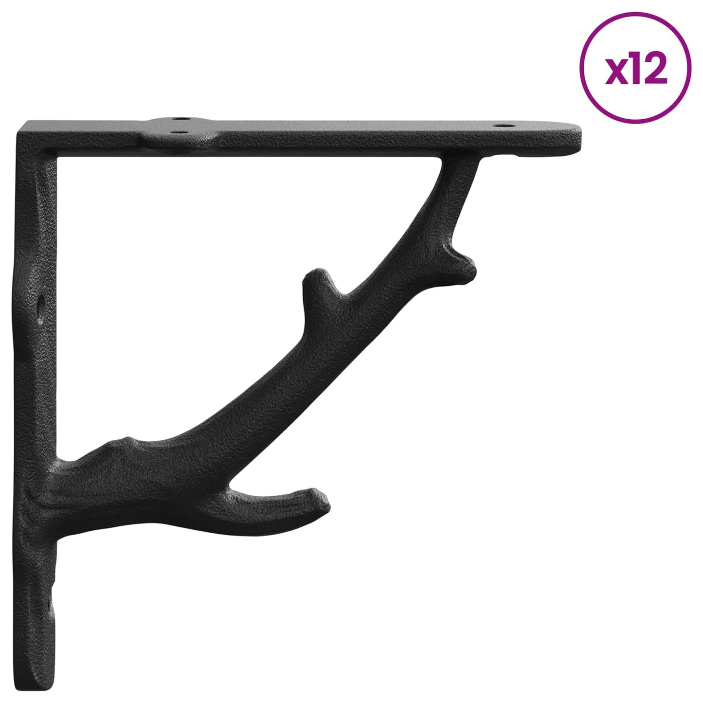 Wall Shelf Brackets 12 pcs Black 14 x 14 x 4 cm Steel