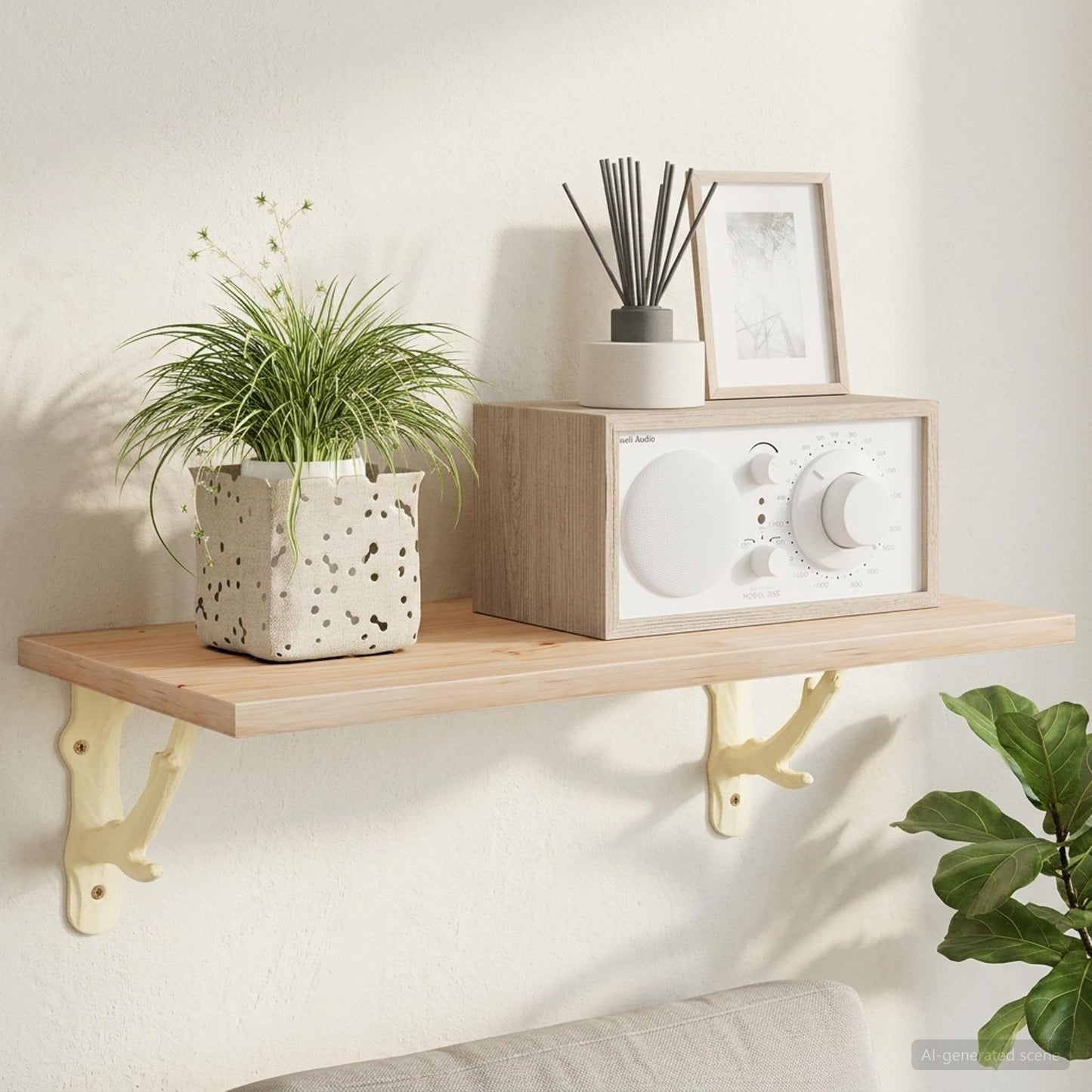 Wall Shelf Brackets 2 pcs Antique White 21.5 x 21.5 x 3.5 cm