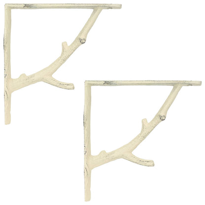 Wall Shelf Brackets 2 pcs Antique White 21.5 x 21.5 x 3.5 cm