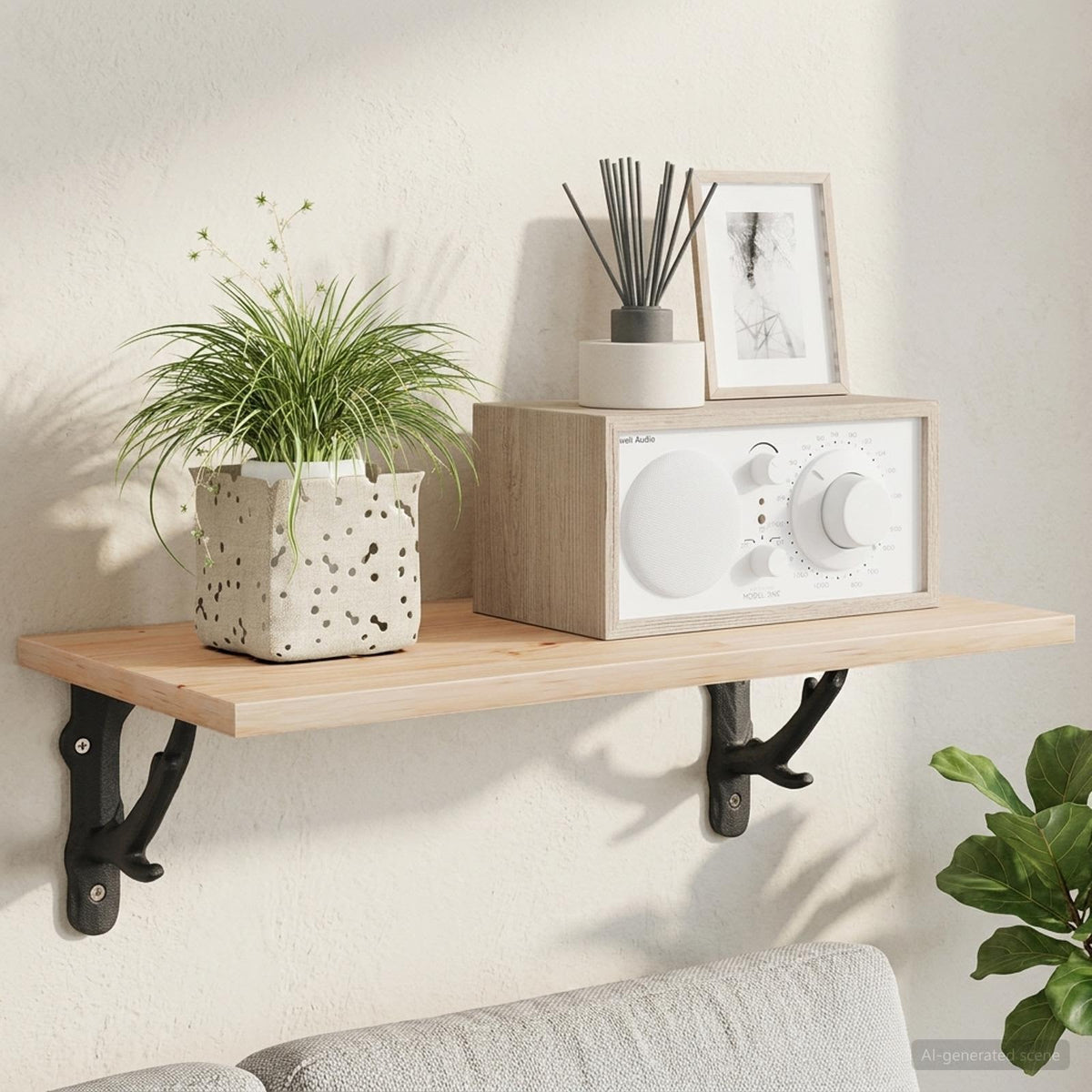 Wall Shelf Brackets 2 pcs Black 21.5 x 21.5 x 3.5 cm Steel