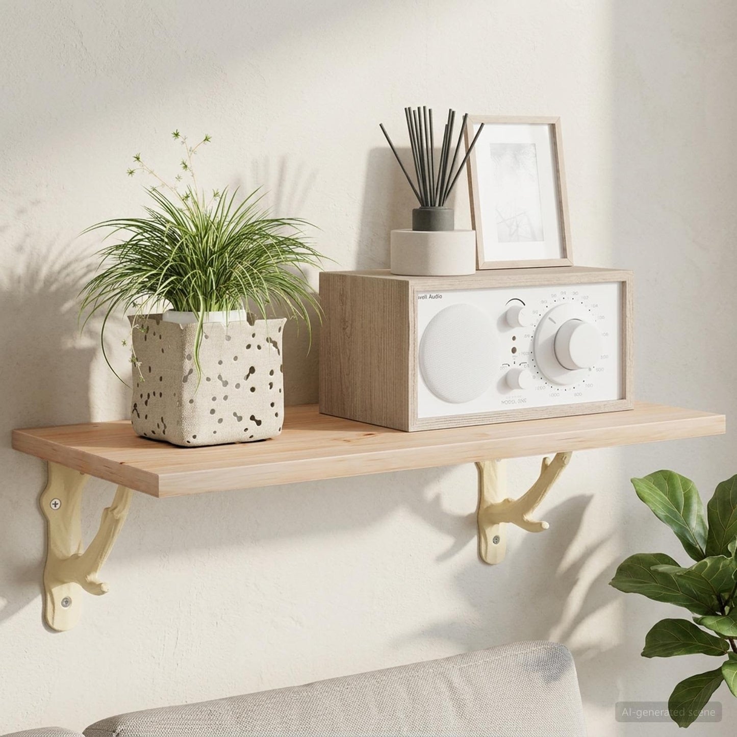 Wall Shelf Brackets 12 pcs Antique White 21.5 x 21.5 x 3.5 cm