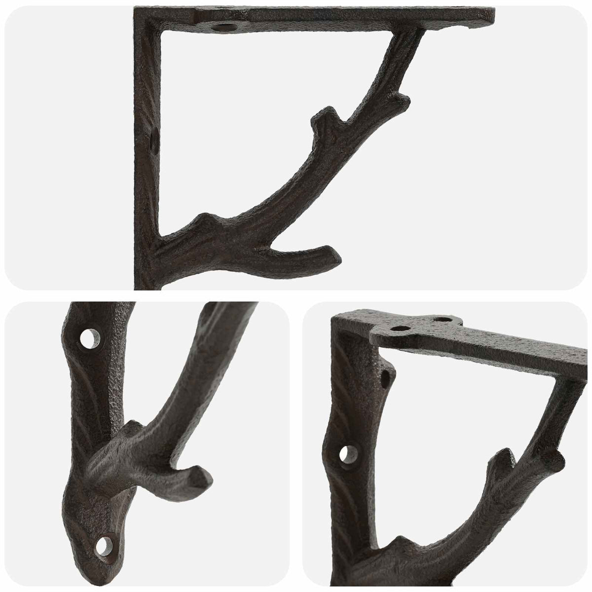 Wall Shelf Brackets 12 pcs Antique Brown 21.5 x 21.5 x 3.5 cm