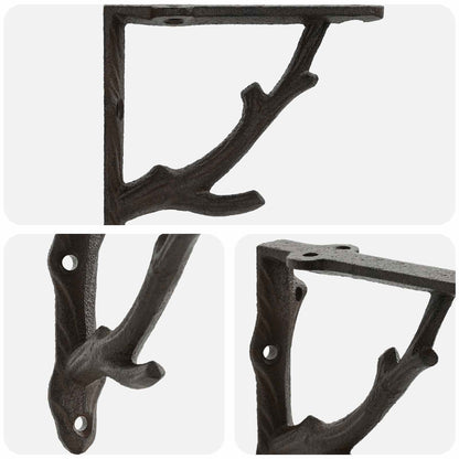 Wall Shelf Brackets 12 pcs Antique Brown 21.5 x 21.5 x 3.5 cm