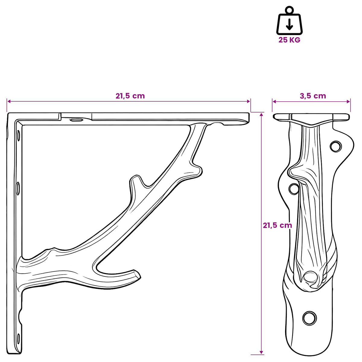 Wall Shelf Brackets 12 pcs Antique Brown 21.5 x 21.5 x 3.5 cm