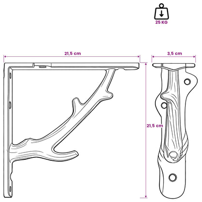 Wall Shelf Brackets 12 pcs Antique Brown 21.5 x 21.5 x 3.5 cm