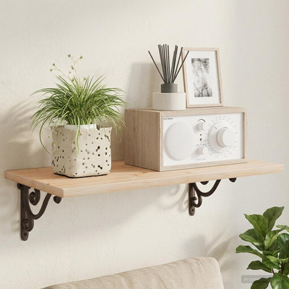 Wall Shelf Brackets 2 pcs Antique Brown 12 x 14 x 3 cm Steel