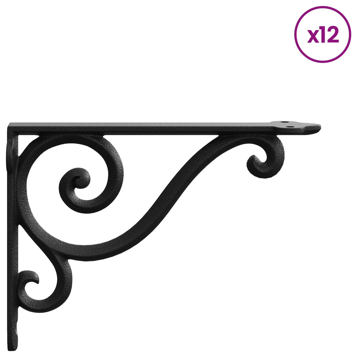 Wall Shelf Brackets 12 pcs Black 12 x 14 x 3 cm Steel