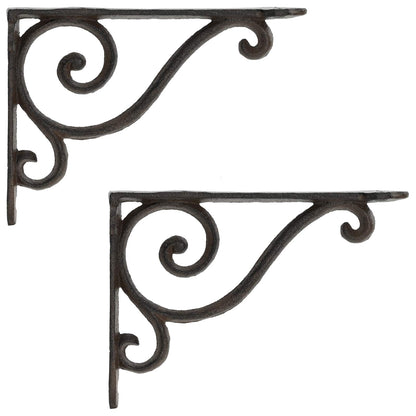 Wall Shelf Brackets 2 pcs Antique Brown 12.5 x 17 x 3 cm Steel