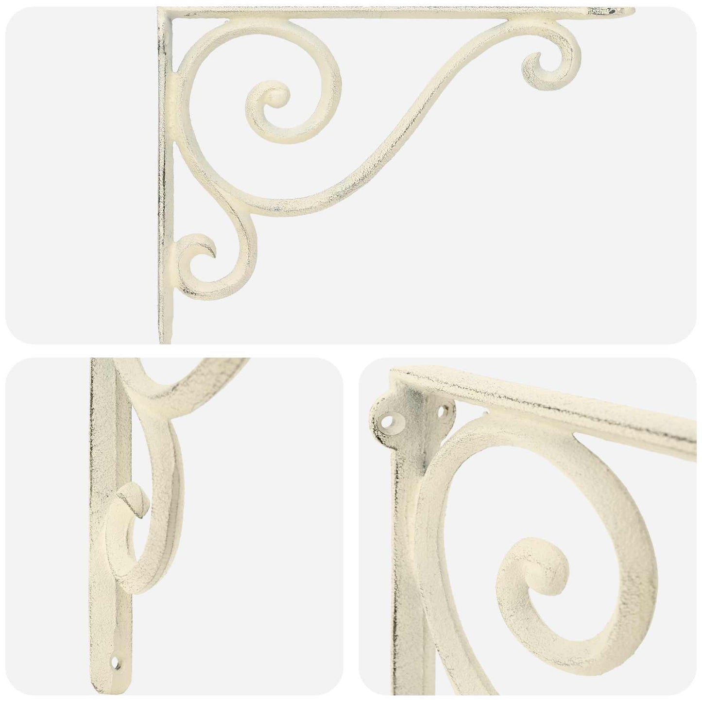 Wall Shelf Brackets 12 pcs Antique White 12.5 x 17 x 3 cm Steel