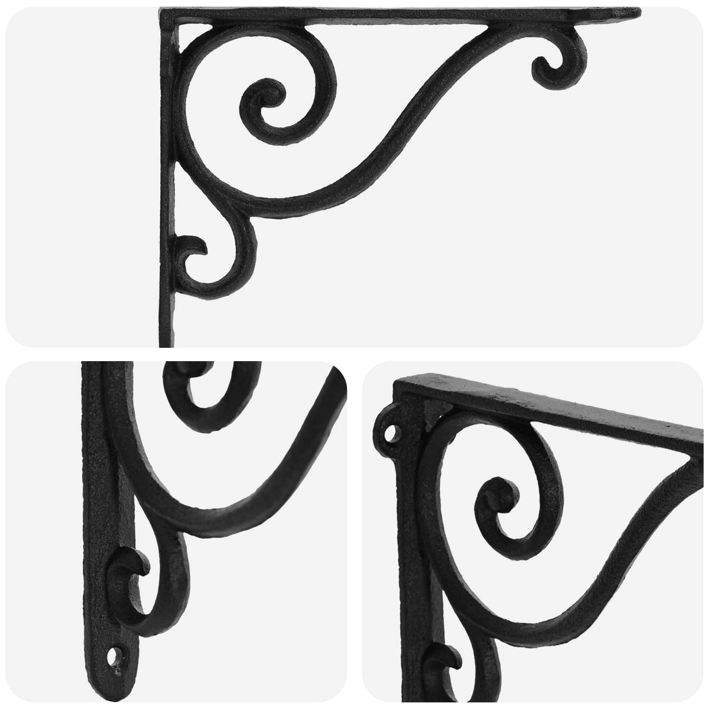 Wall Shelf Brackets 12 pcs Black 12.5 x 17 x 3 cm Steel
