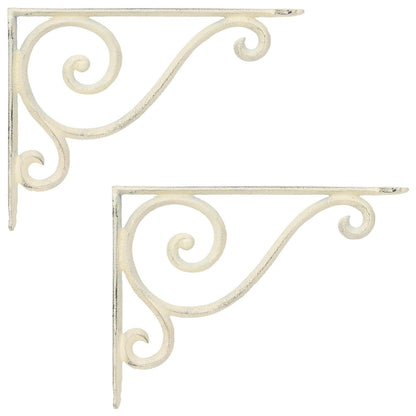 Wall Shelf Brackets 2 pcs Antique White 23.5 x 28 x 3.5 cm
