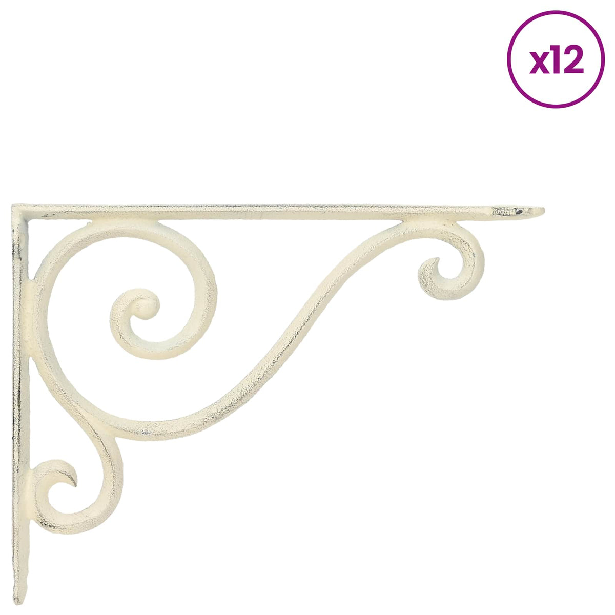Wall Shelf Brackets 12 pcs Antique White 23.5 x 28 x 3.5 cm
