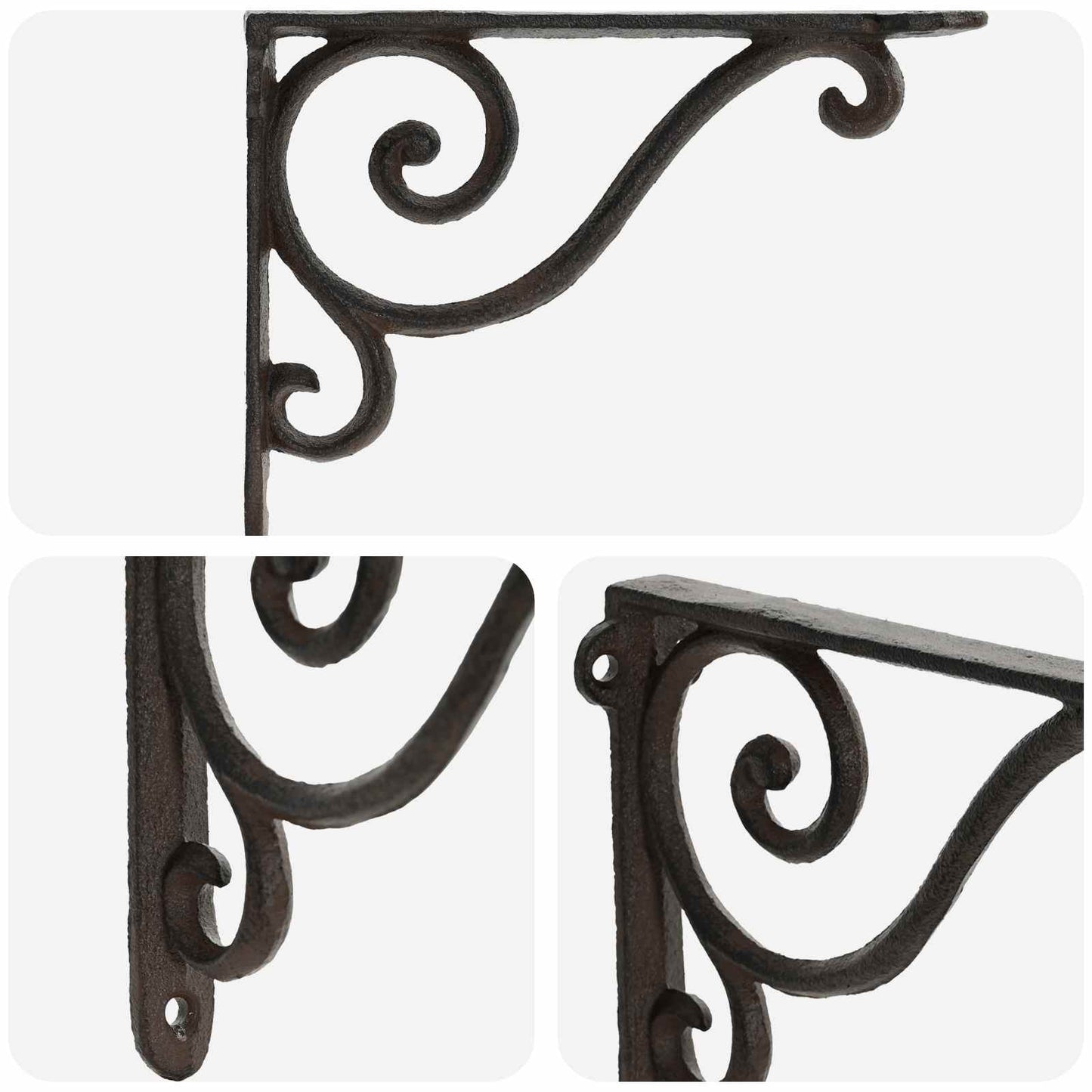 Wall Shelf Brackets 12 pcs Antique Brown 23.5 x 28 x 3.5 cm