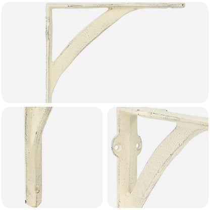 Wall Shelf Brackets 2 pcs Antique White 10 x 10 x 3 cm Steel