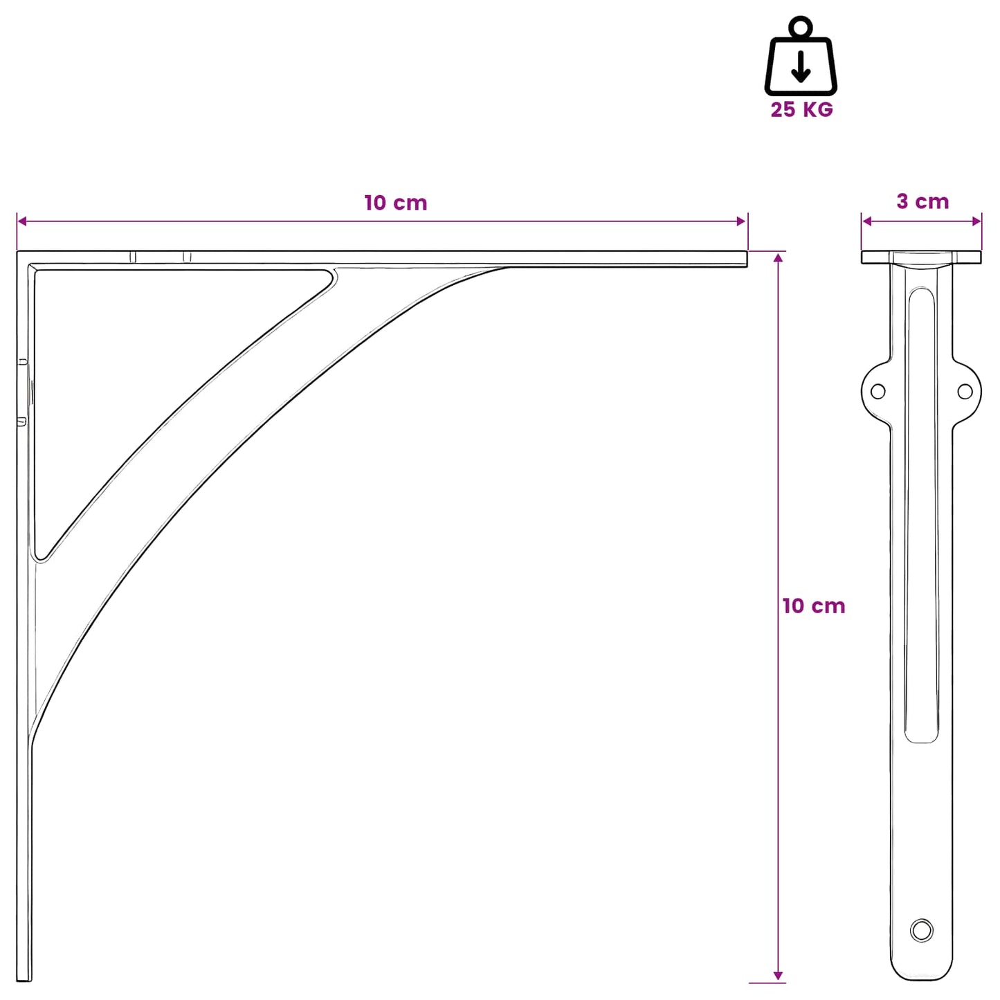 Wall Shelf Brackets 2 pcs Antique White 10 x 10 x 3 cm Steel
