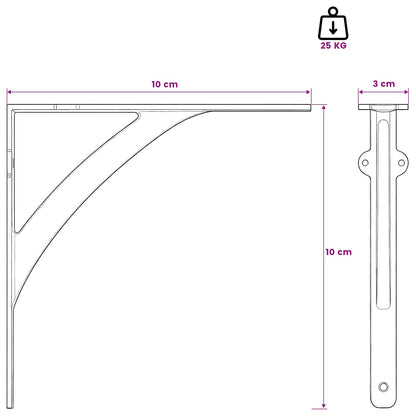 Wall Shelf Brackets 2 pcs Antique White 10 x 10 x 3 cm Steel