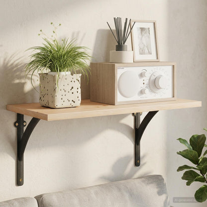 Wall Shelf Brackets 2 pcs Black 14.5 x 14.5 x 3.5 cm Steel