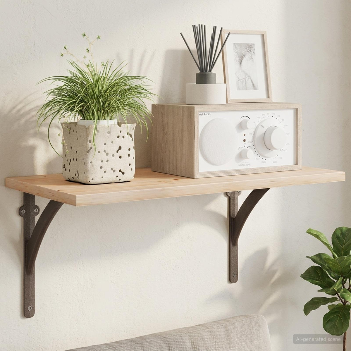 Wall Shelf Brackets 12 pcs Antique Brown 14.5 x 14.5 x 3.5 cm