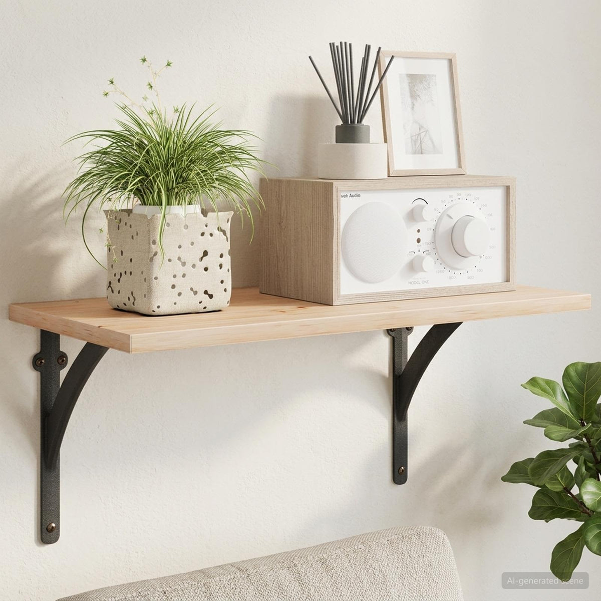 Wall Shelf Brackets 12 pcs Black 14.5 x 14.5 x 3.5 cm Steel